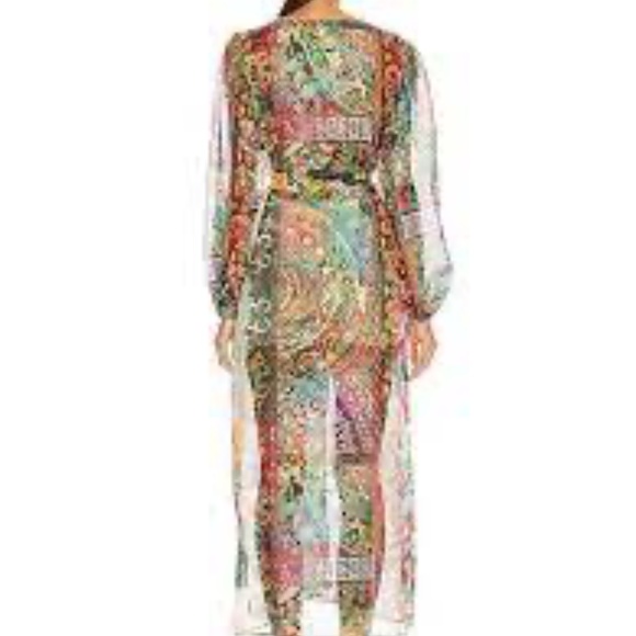 ALEXIS Shoshanna Robe Dress in Embroidered Emerald Small - Picture 2 of 3